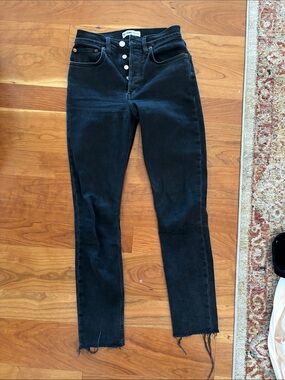 Re-done Black High-Waist Button-Fly Women's Jeans